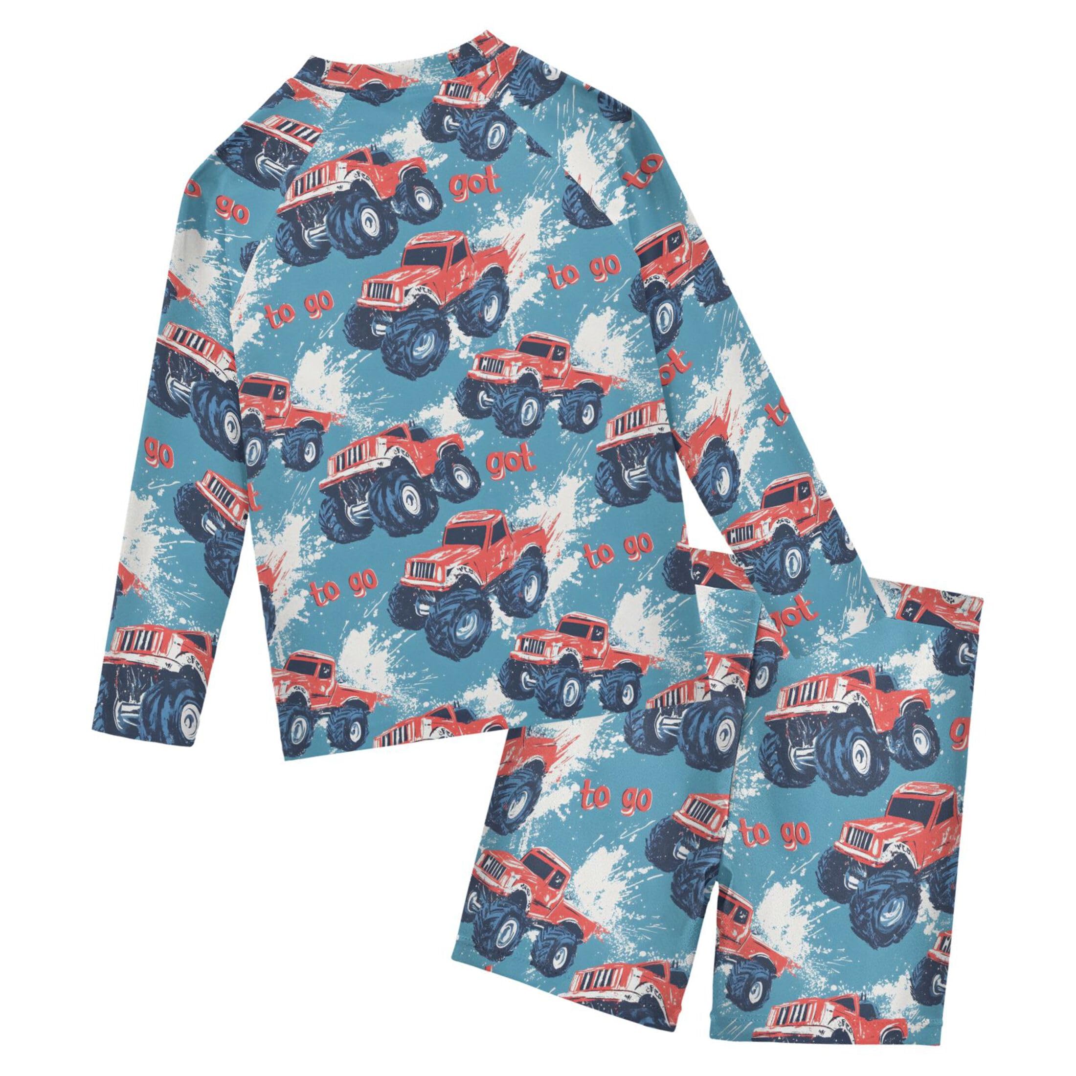 Car Baby Boys' Toddler Long Sleeved Rashguard Swim Bathing Suit Set B0403508