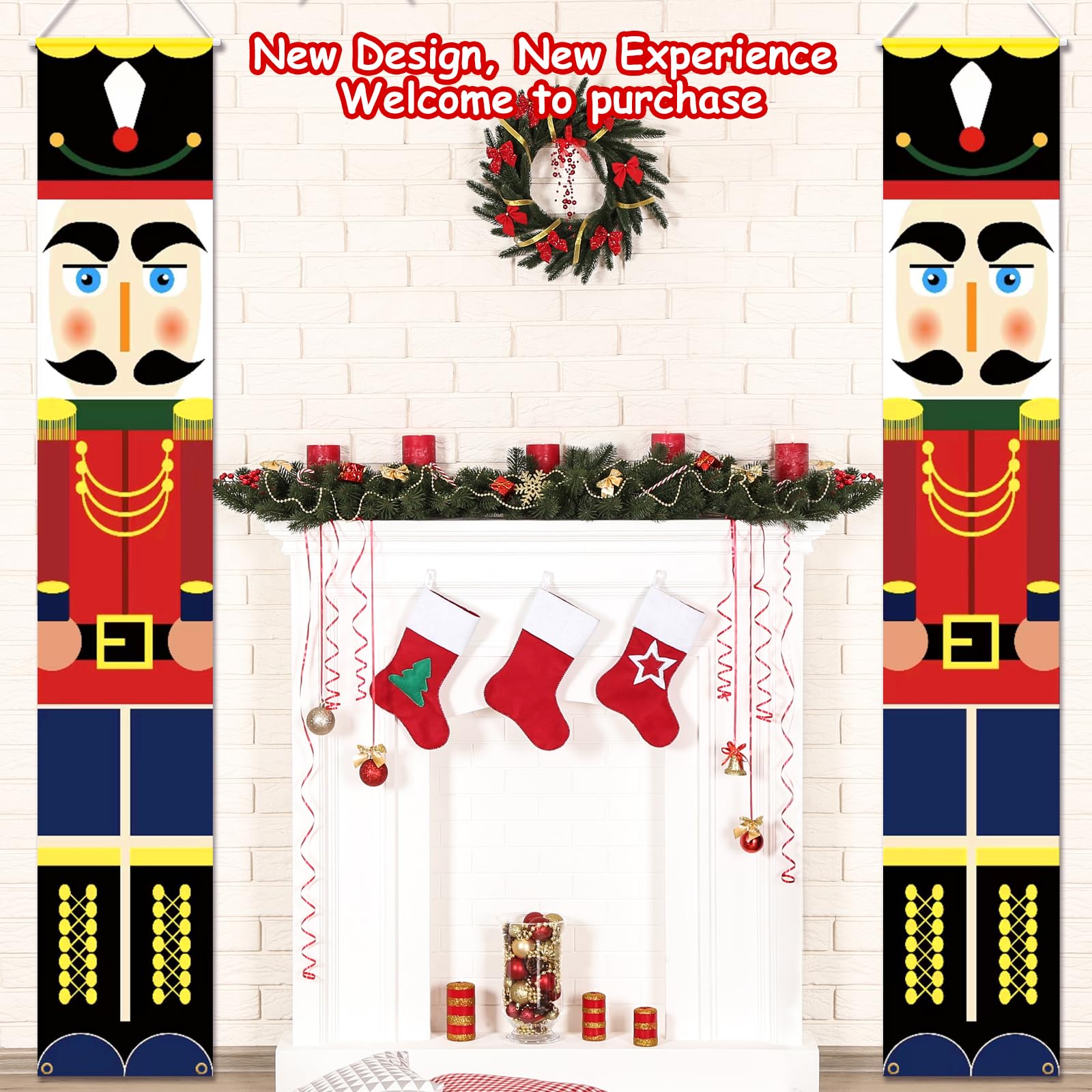 Nutcracker Christmas Decor - Outdoor Banner for Front Door Porch - Xmas Decorations for Outside