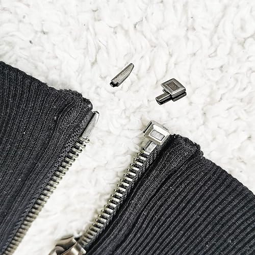 Miniatura 3 de JOSDIOX 20 juegos de cierre de cremallera de metal #5, retenedor de retención deslizante con pasador de inserción con cremallera inferior para