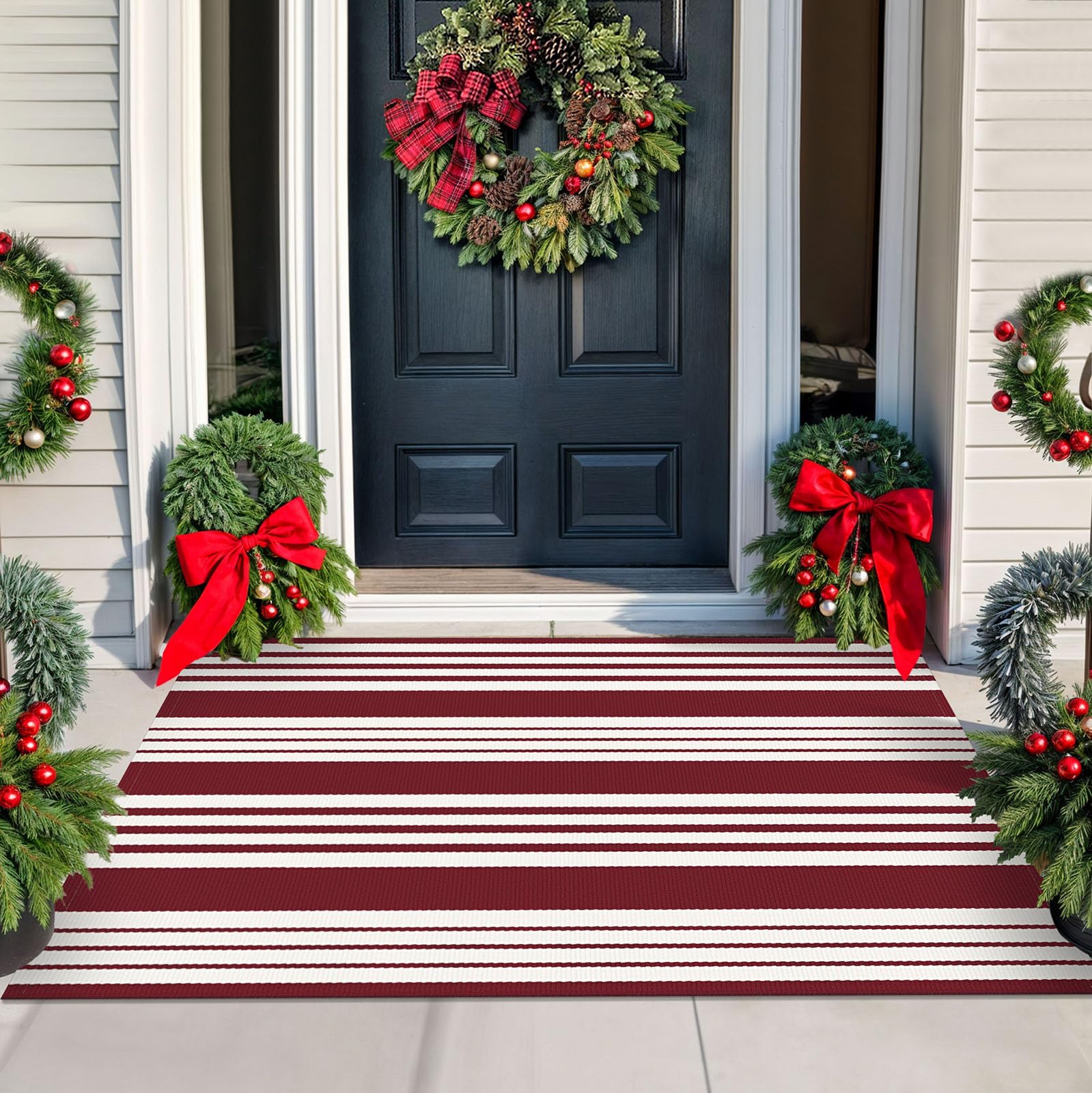 Beige Striped Rug - 3x5ft Washable Front Door Mat -15 Beige Striped Rug - 3x5ft Washable Front Door Mat -15