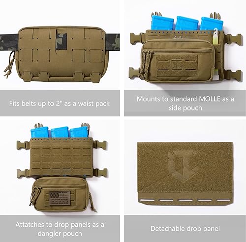 Miniatura 5 de Bolsa táctica de administración cortada con láser MOLLE EDC Organizador de herramientas con mosquetón y llavero Modular Dangler Utility Sack