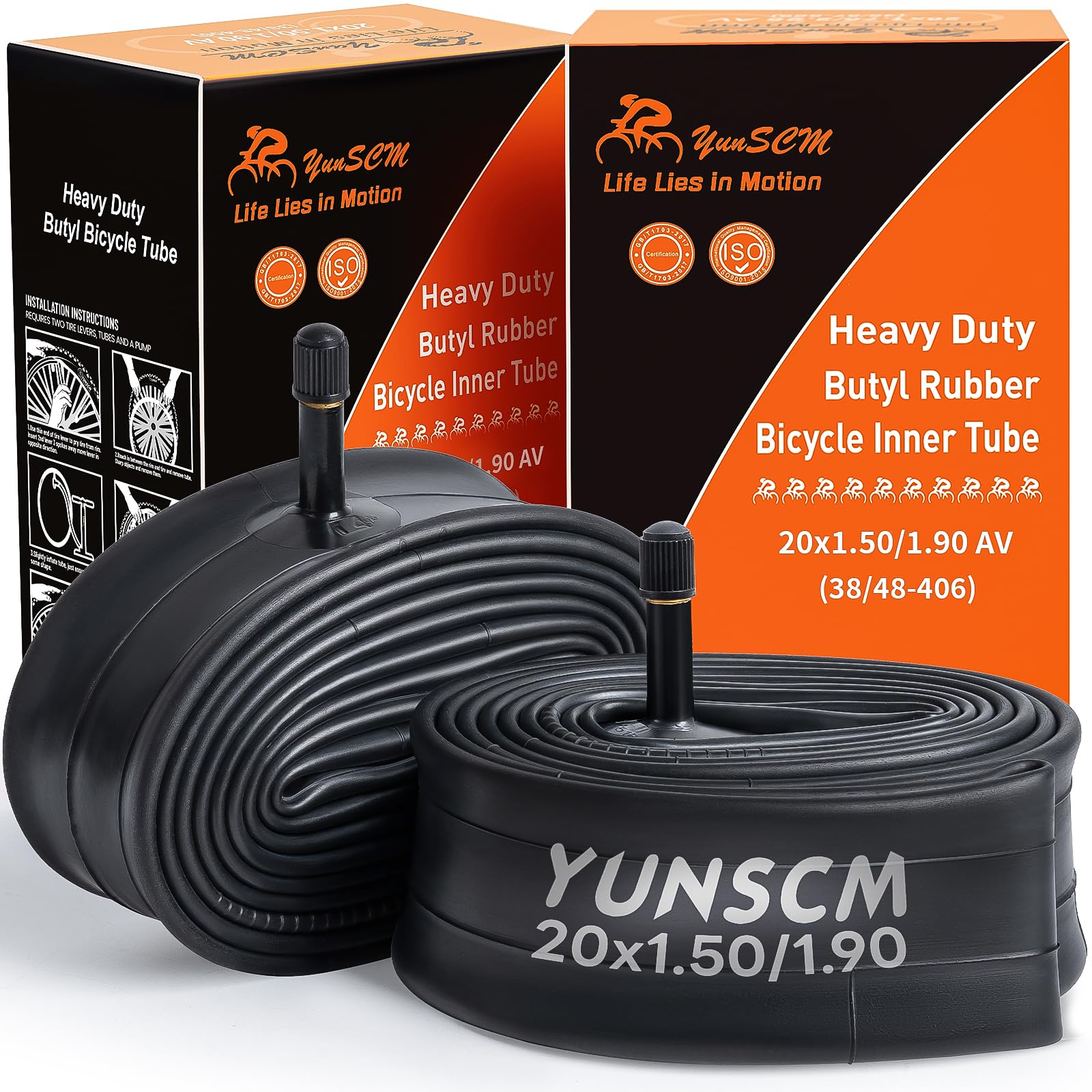 2-PCS 20" Heavy Duty Bike Tubes 20x1.50/1.75/1.90 AV Schrader Valve 20" Bicycle Tubes Compatible with 20 x 1.50 20 x 1.75 20 x 1.90 Bike Tire Tubes
