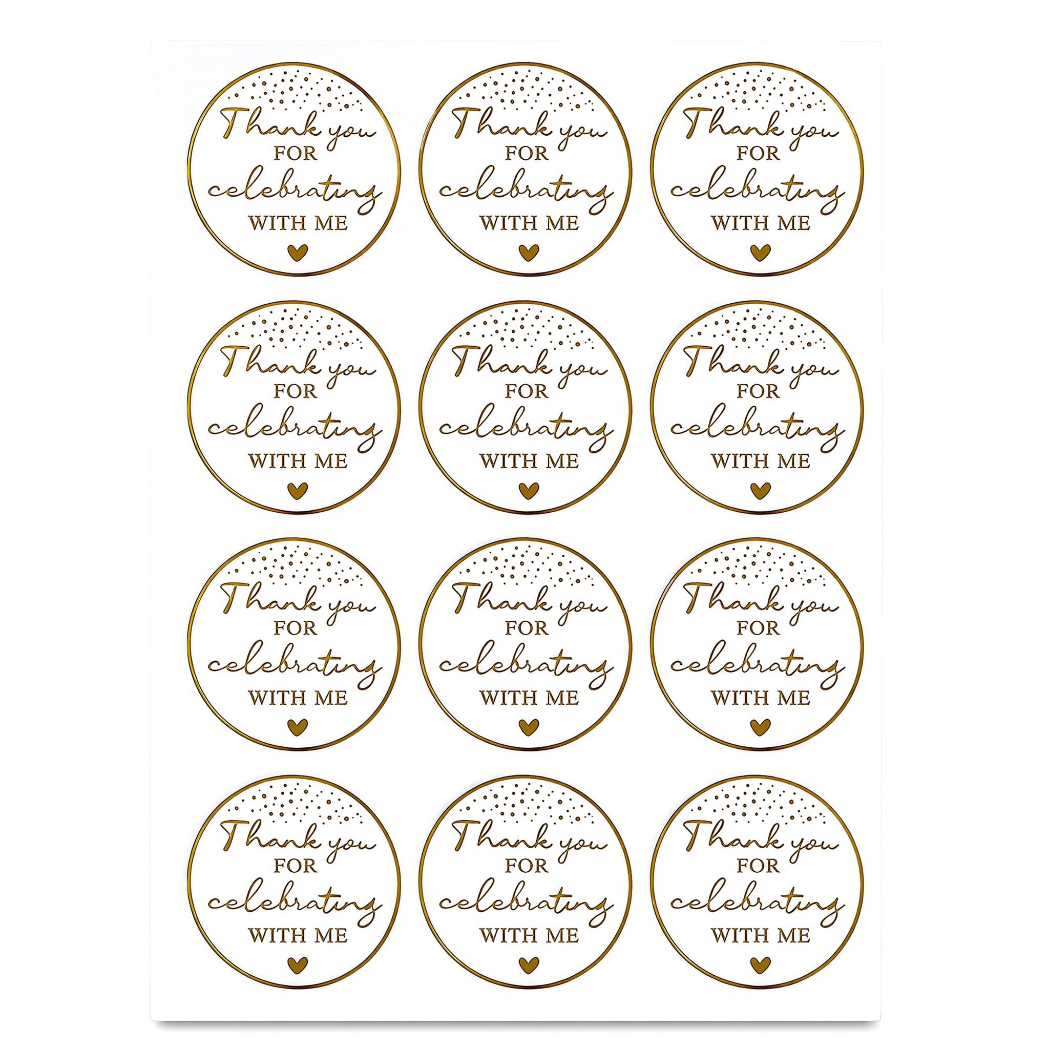 Qiansse Golden Personalised Thank You Stickers, Gold Foil Thank You For Coming To My Party Stickers & Labels For Birthday Graduation Wedding Thanks For Celebrating With Me Stickers For Party Bags Thank You Ta