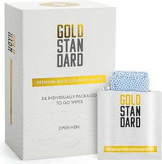 Gold Standard Quick Shoe Cleaner Wipes | 24-Pack Dual Textured - Shoe Wipes to Remove Dirt & Stains from Leather, Tennis & Canvas Shoes | Individually Wrapped-Sneaker Wipes Cleaner, White, 24 Pack