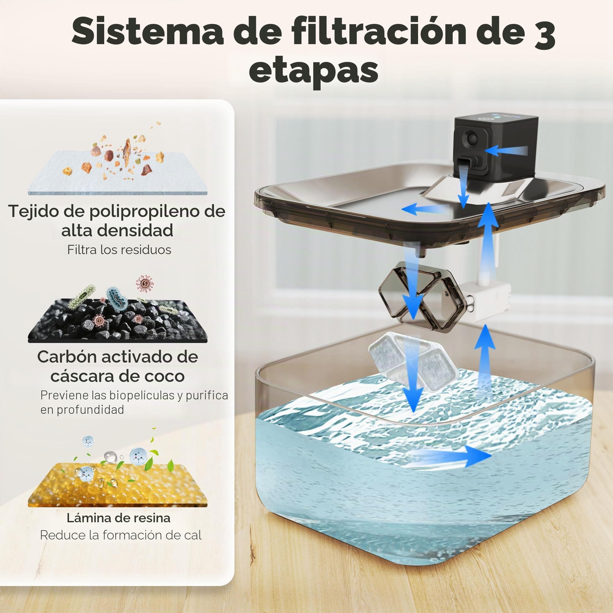 PawHut Automática Fuente Gatos Wireless Inoxidable 5 L Plata