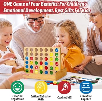 Garybank Social Skills Games for Kids - Emotional Disc Four in A Row Game