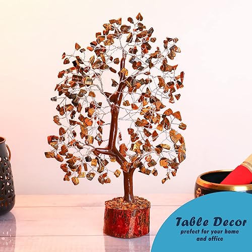 Miniatura 4 de YATHABI Ojo de tigre - Árbol de chakras - Árbol de la vida de cristal - Árbol de Feng Shui - Cristales para la suerte - Regalo espiritual - Árbol de