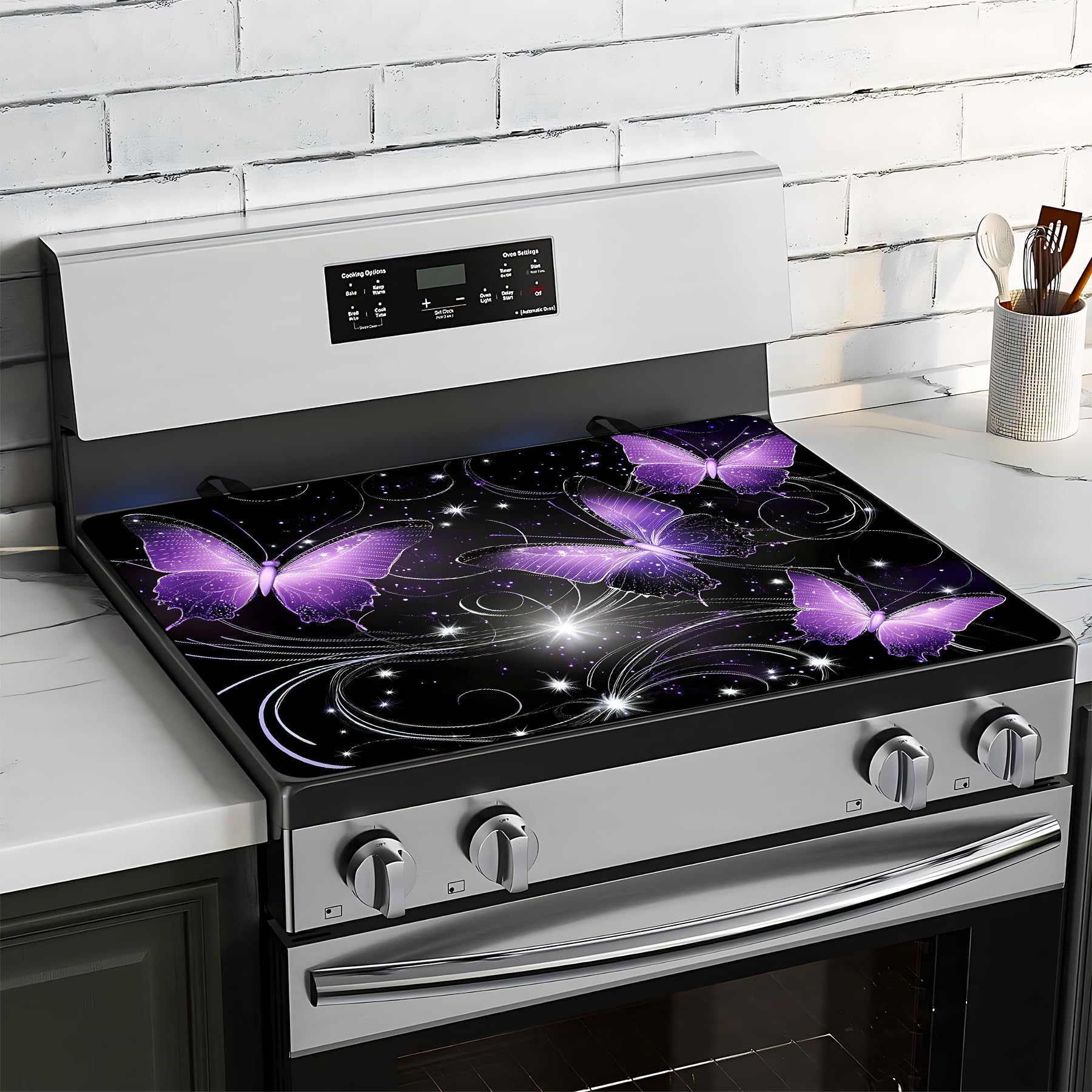 Stove Top Cover for Electric Stove 28"x20", Cooktop Glass Stove Top Covers Washable Decorative Stove Protector Mat for Home Kitchen Cooktops
