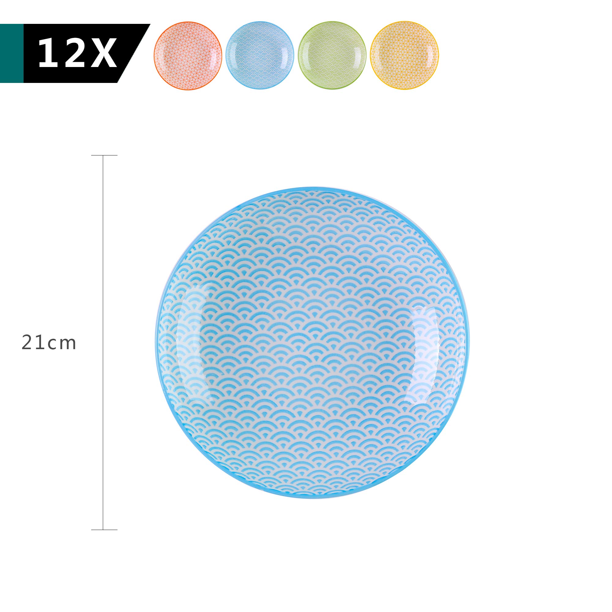 vancasso, série Natsuki, assiette creuse, 12 pièces, en porcelaine, style japonais