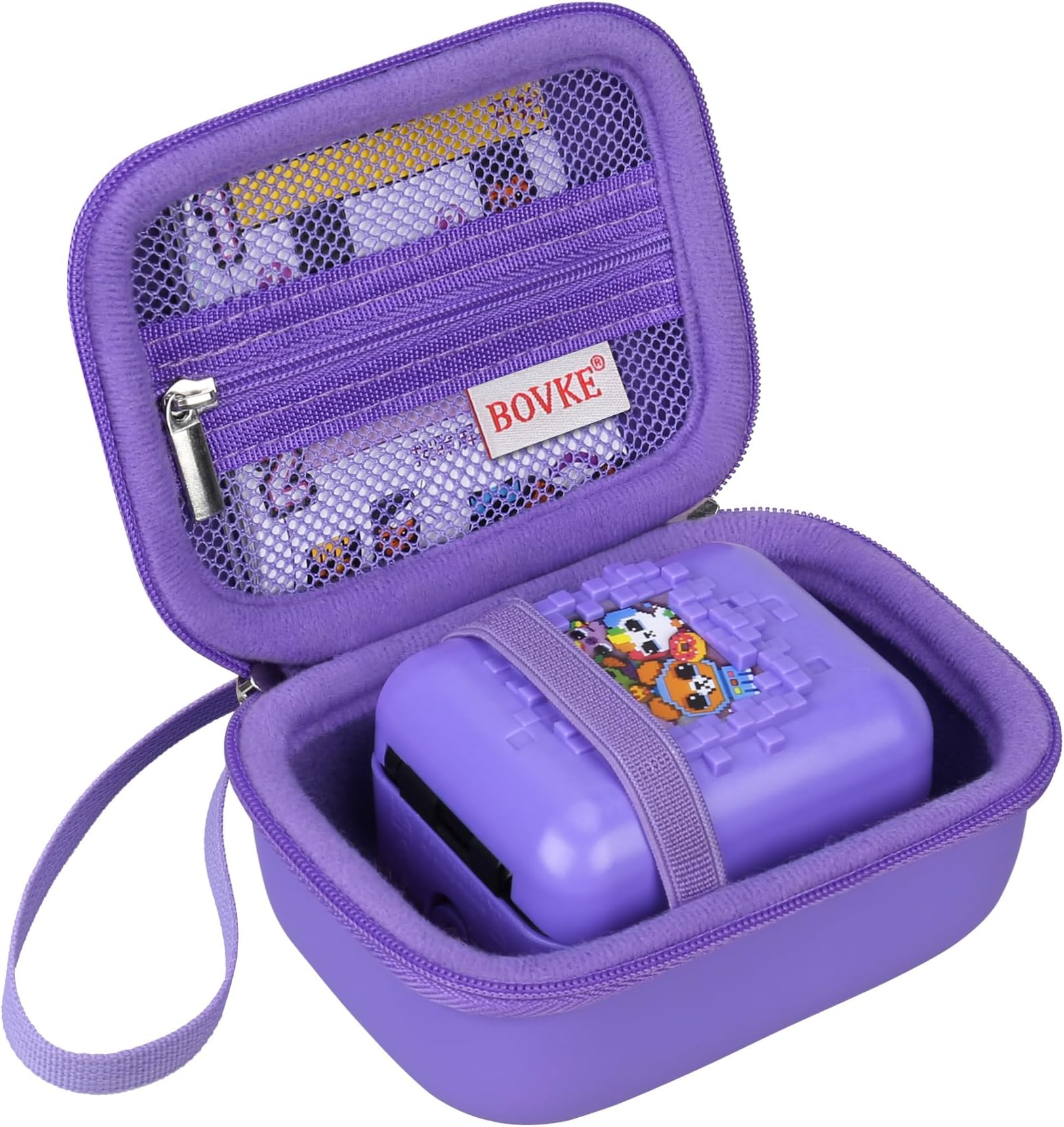 BOVKE Carrying Case for Bitzee Interactive Toy Digital Pet and Case, Hard Travel Storage Holder Fits Bitzee Virtual Electronic Pets Kids Toys, Extra Space for Manual, Batteries, Purple+Purple