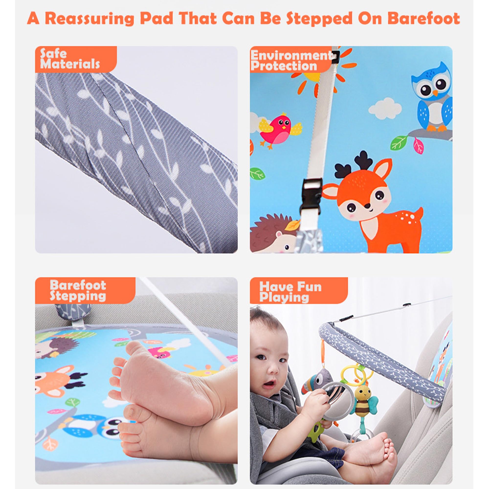 Juguete para el Asiento del Coche para bebés con Espejo y 3 Juguetes Colgantes, Asiento Trasero para bebés, Juguete de Actividad para bebés de 0 a 12 Meses, Juguete para cochecitos ﻿ (Azul)
