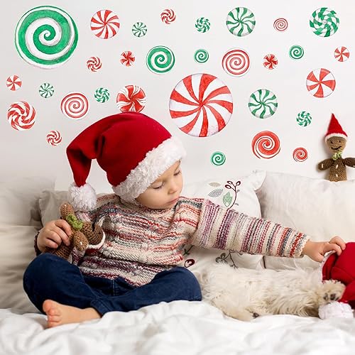 Miniatura 4 de 78 calcomanías de caramelo de Navidad de acuarela, decoraciones de pared de Navidad, calcomanías de suelo de caramelo de Navidad, calcomanías de