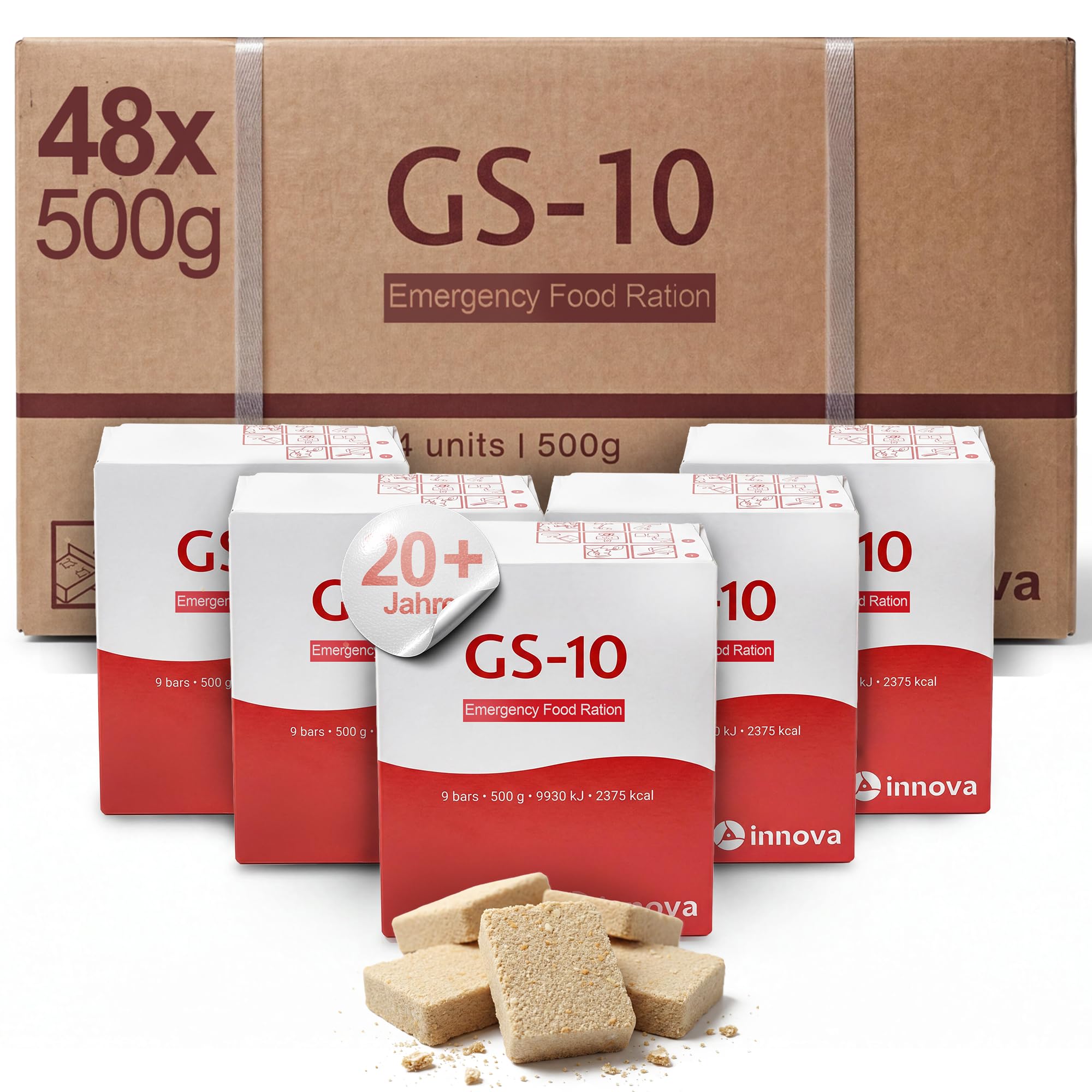 Emergency Food GS-10 | 48 x 500 Gramm Einheit Langzeitnahrung - Notfallnahrung MRE - Produkte hermetisch versiegelt | extrem lange haltbar | 2 Monats Notvorrat