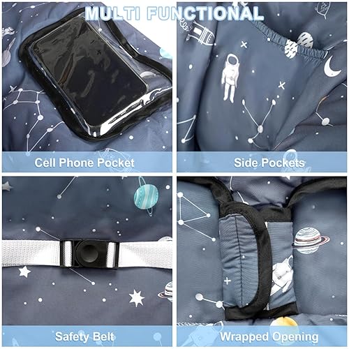 Miniatura 63 de Funda negra para carrito de compras para bebé, funda para silla alta 2 en 1 con arnés de seguridad, fundas multifuncionales con patrón de margaritas