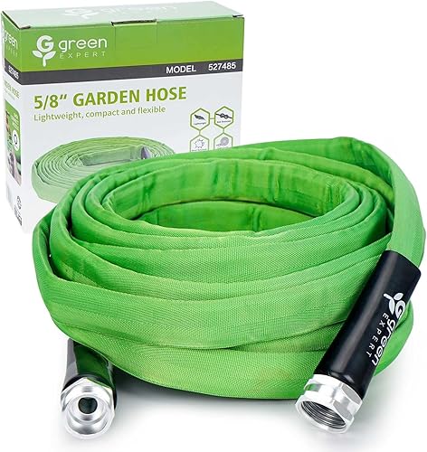 Green Expert Manguera de jardín plana adaptadores de metal portátiles de 34 pulgadas GHT fácil de instalar para riego de jardín, tubo de descarga de