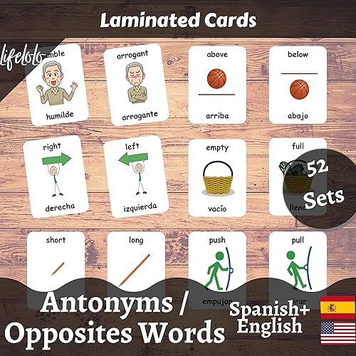 Miniatura 5 de Tarjetas flash bilingües en inglés español  Tarjetas flash laminadas  Elige tu juego (Antónimos)