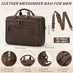 RAINSMORE Messenger Sac pour hommes 16 Sac ordinateur de poche en cuir vintage Sac ordinateur imperméable Sac Satchel rétro