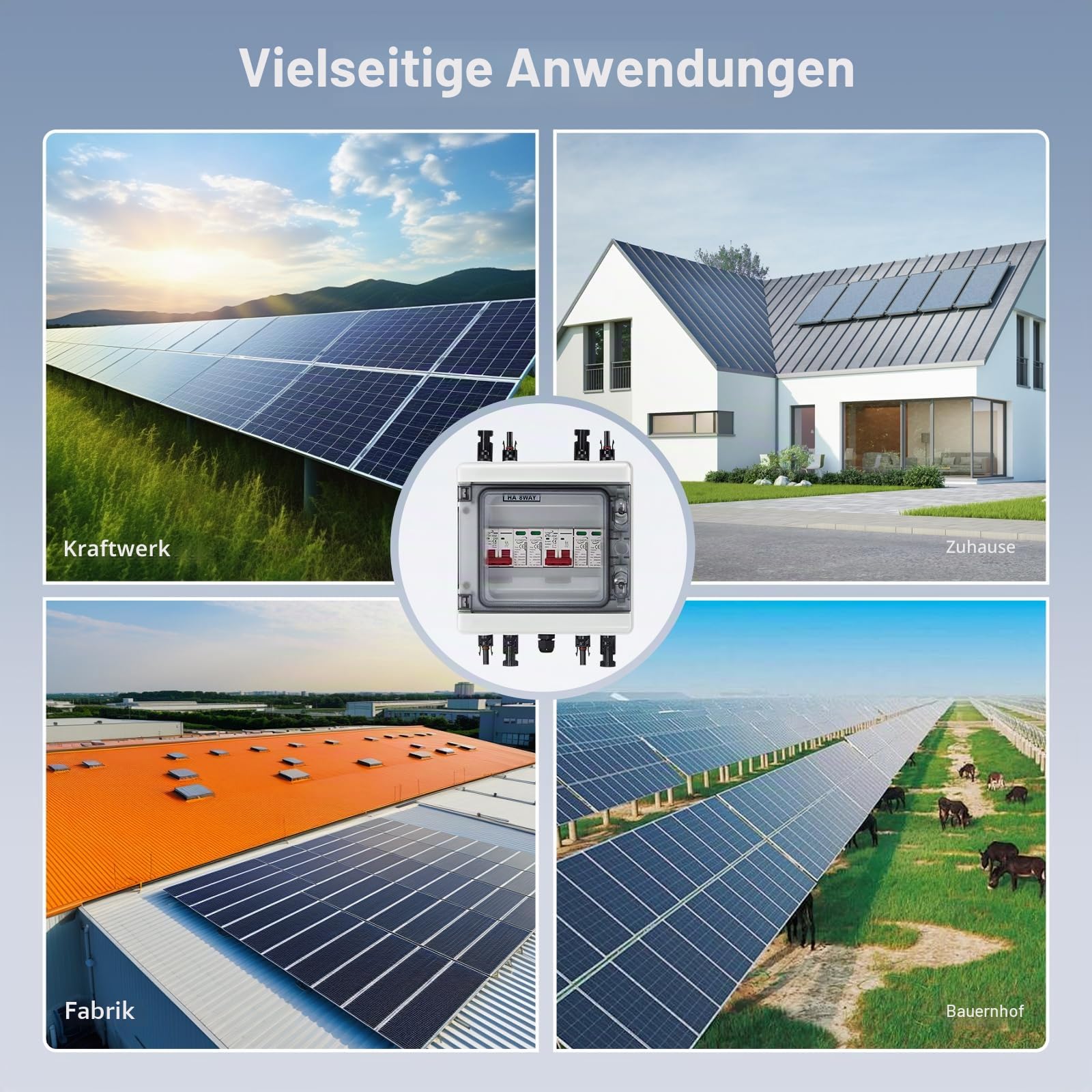 Überspannungsschutz PV Anlage, Solar Anschlusskasten DC 40A/1000V Blitzschutz PV Solar IP65 Wasserdicht Anschlusskasten Trennschalter, PV Anschlusskasten 2 in 2 Out Solar Kombinationskiste