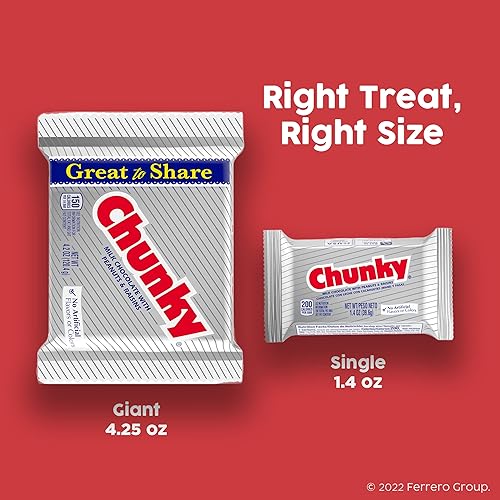 Miniatura 5 de Chunky Chocolate con leche con cacahuetes y pasas barra de caramelo envuelta individualmente ideal para dulces de Halloween 25 onzas cada una