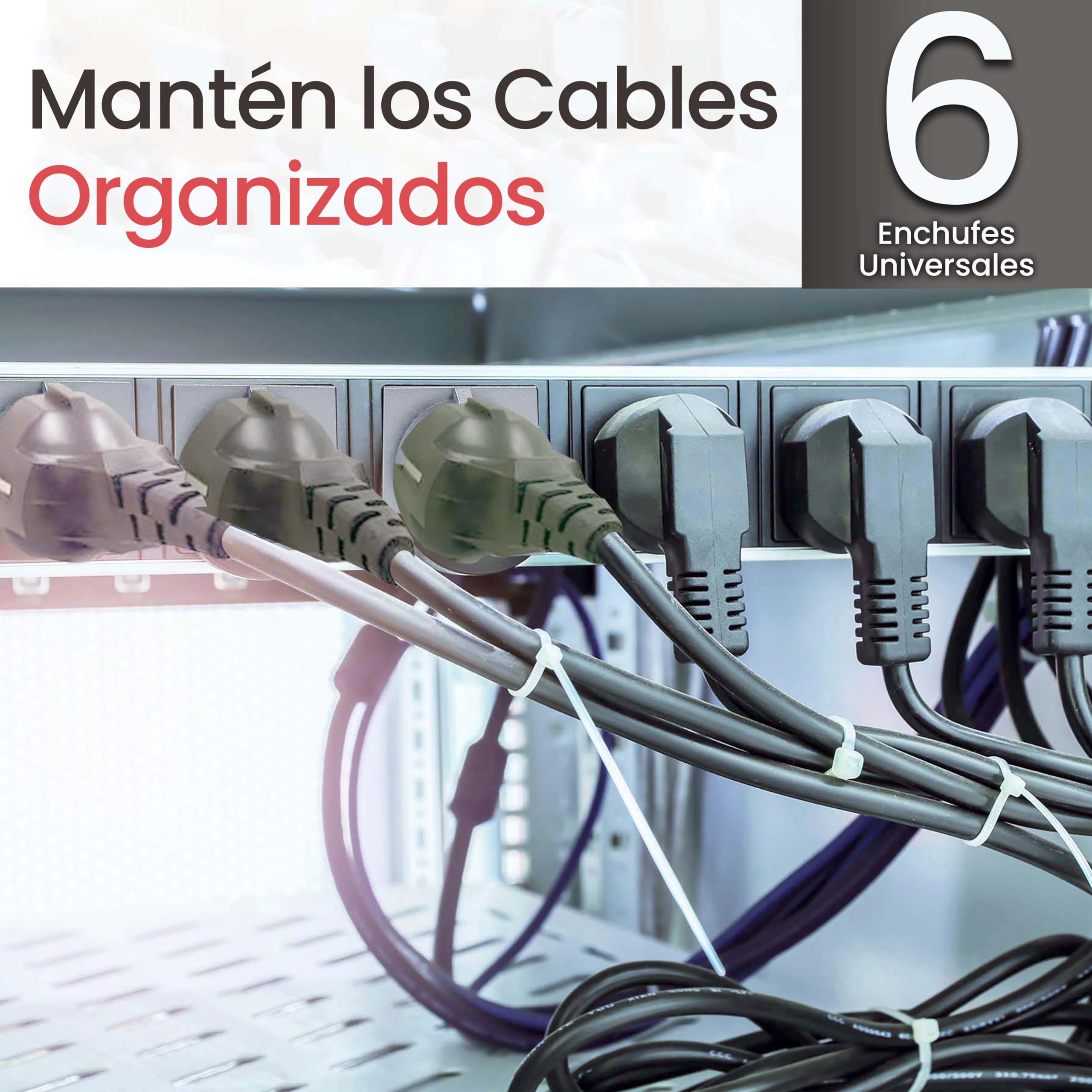 Pyle PDU Protector contra sobretensiones, 150 Julios, 6 Tiras de Salida, De Cable de Extension electrica, Toma de Corriente de Proteccion de Montaje en Rack 1U