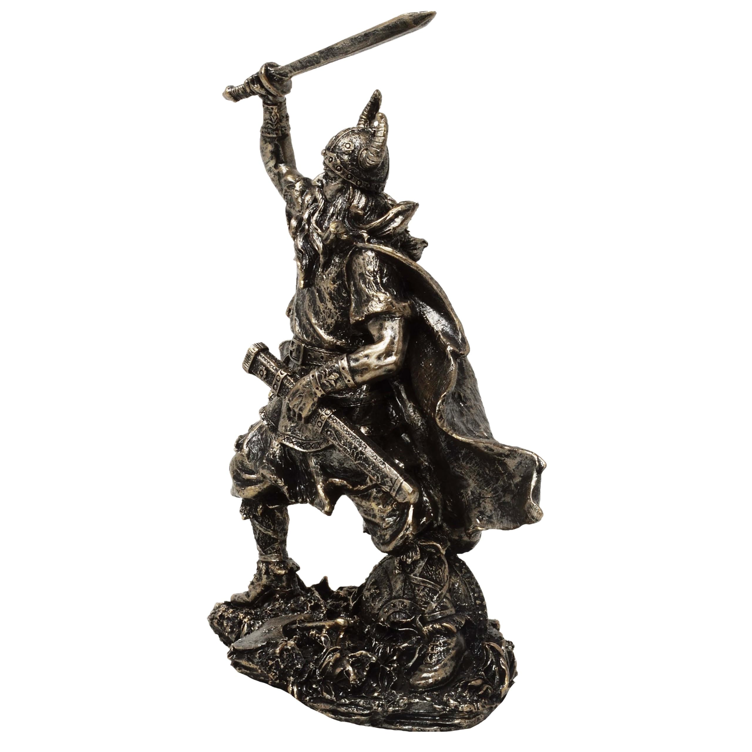 MystiCalls Figurine viking avec épée surélevée - Figurine Viking - Décoration de guerrier