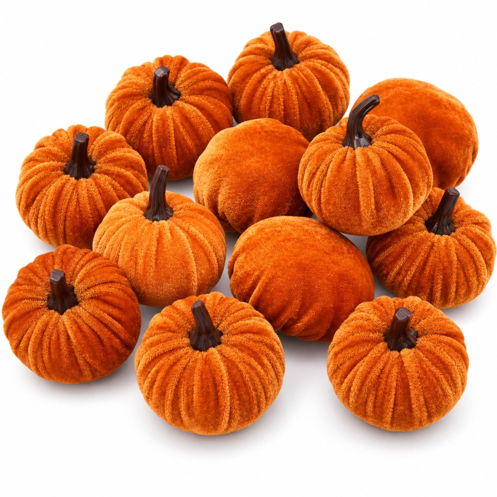 Yheneax Artificial Pumpkins, Velvet Set, 10 pcs