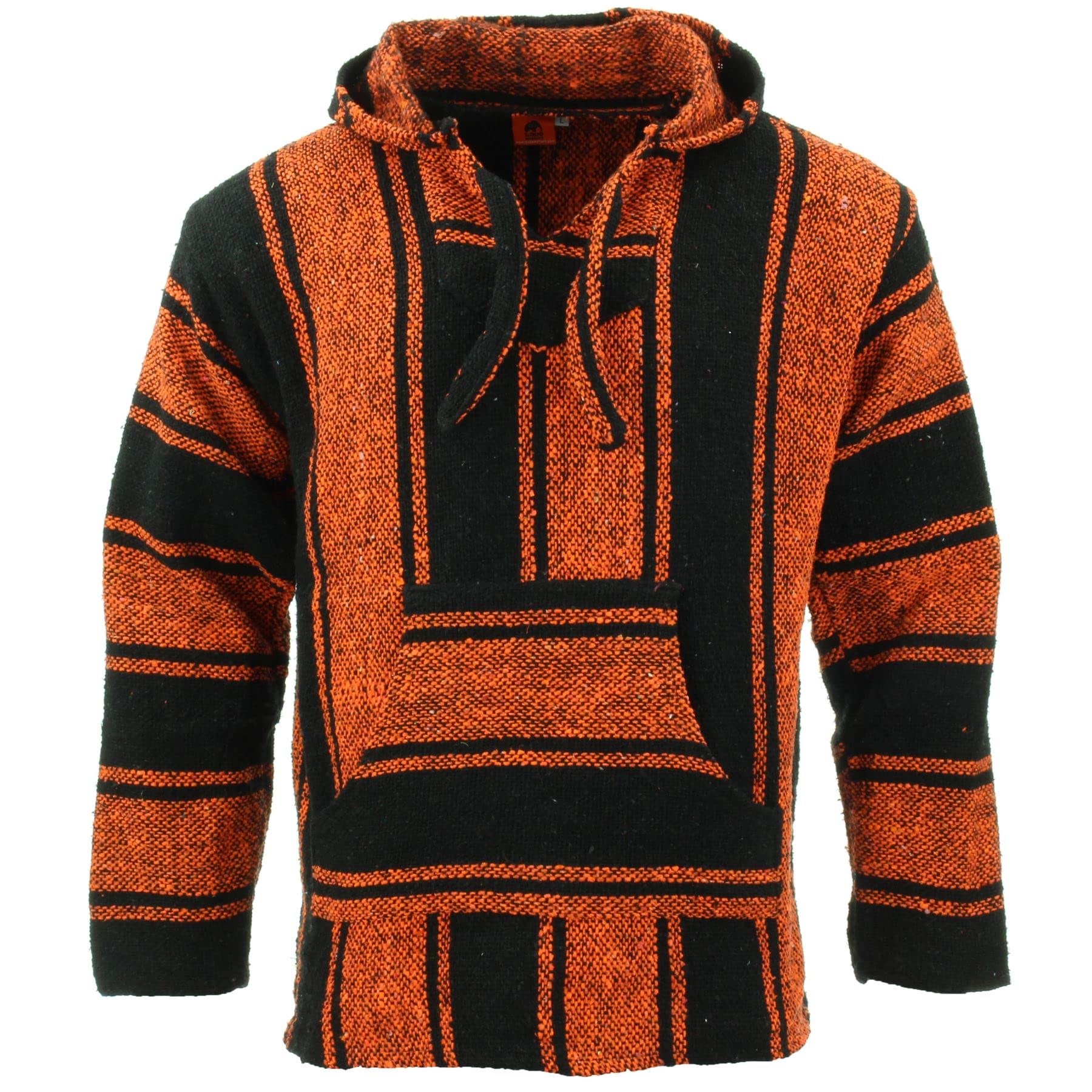 LOUDelephant Recycled Mexican Baja Jerga Hoody - Orange Black (3X-Large)