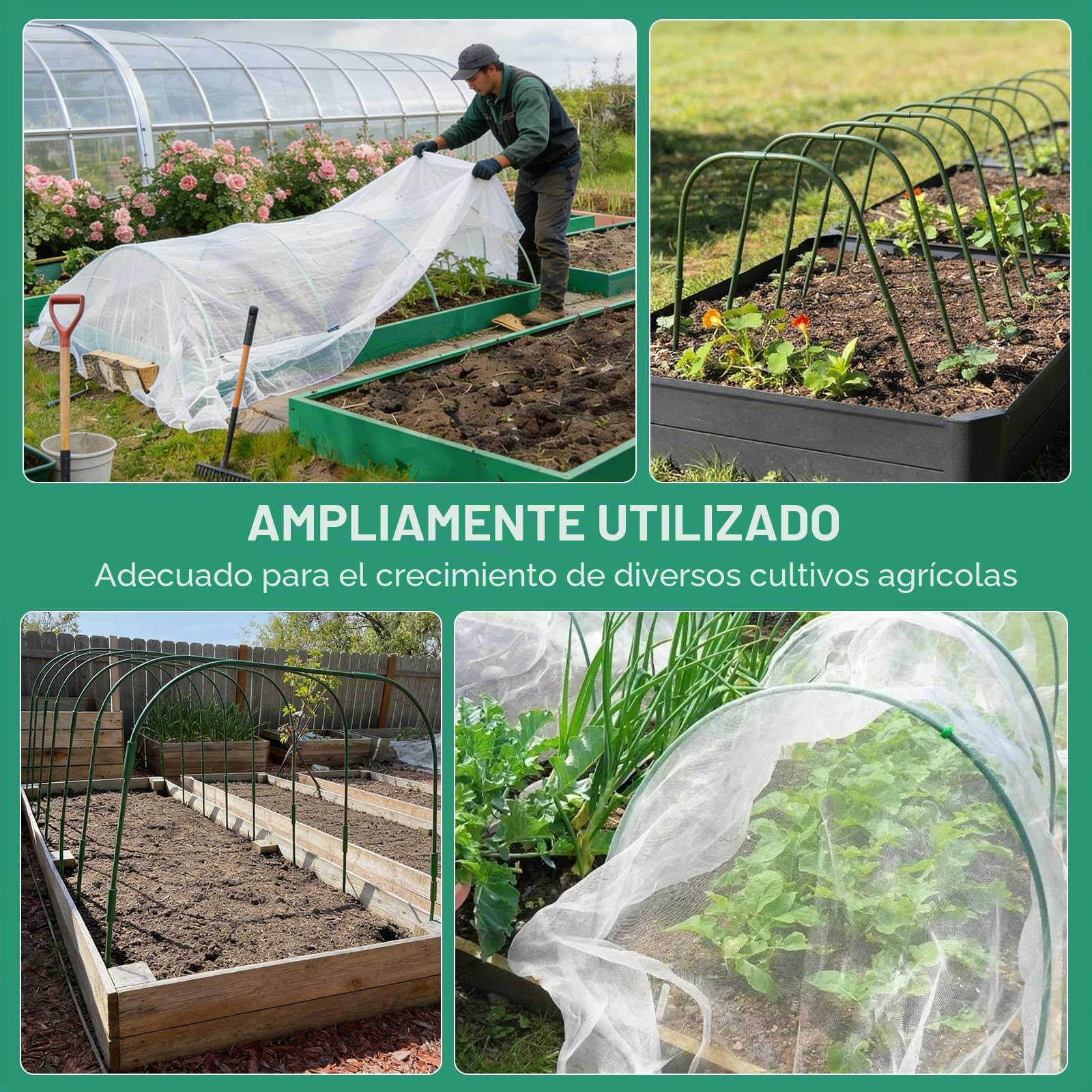 EXLECO 6Pcs Arcos para Invernadero 90 * 80cm Neumáticos de Invernadero con Clips y Malla para Plantas Aros de Soporte de Jardin Invernadero para Cultivar Túneles Soporte para Túnel de Plantas Jardín