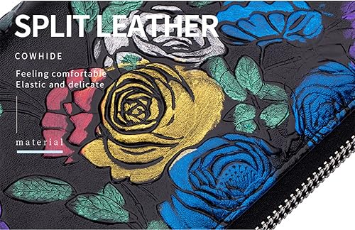 Miniatura 7 de WBQMUNY Cartera larga de mano con doble cremallera para teléfono celular, cartera para mujer con cremallera alrededor del tarjetero, cartera grande