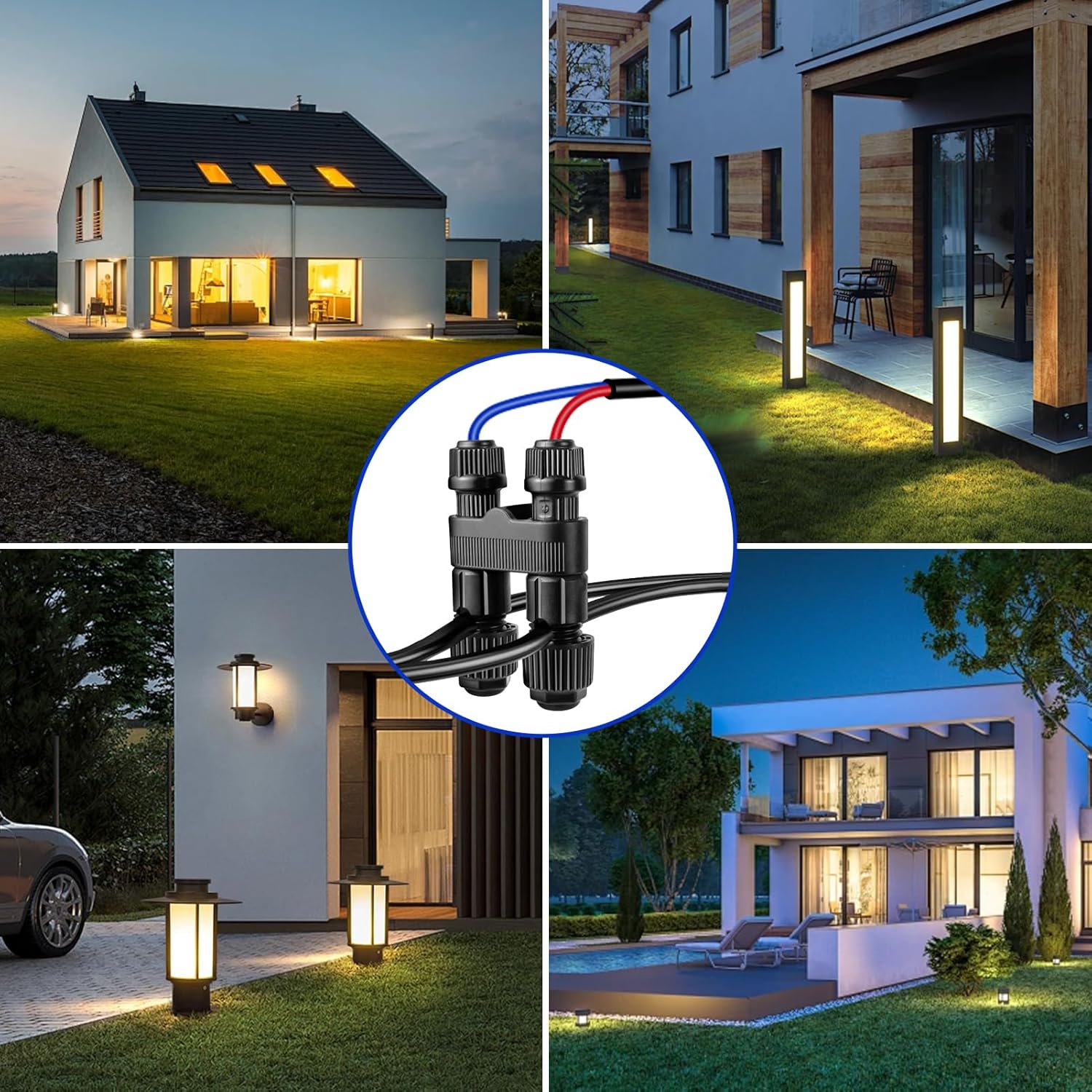 Low Voltage Wire Connectors, 30 Pack Landscape Lighting Connectors, Waterproof Fastlock2 Style Low Voltage Landscape Wire Connectors for 12–18 Gauge Wire, Pathway & Garden Lights