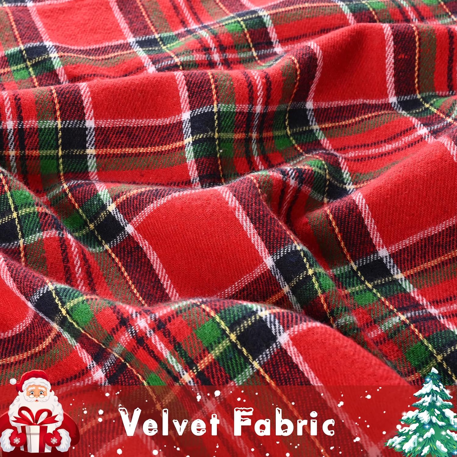 Yinhua Christmas Valance Christmas Tree Valance with Pompom Tassel Red Buffalo Plaid Swag Valances for Windows Rod Pocket Kitchen Curtain 36 Inch Length Window Valances for Kitchen Cafe, 1 Panel