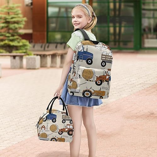 Miniatura 6 de Herramientas de tráfico de dibujos animados para niños, conjunto de bolsa de almuerzo impermeable, mochila para niñas, Herramientas de tráfico de