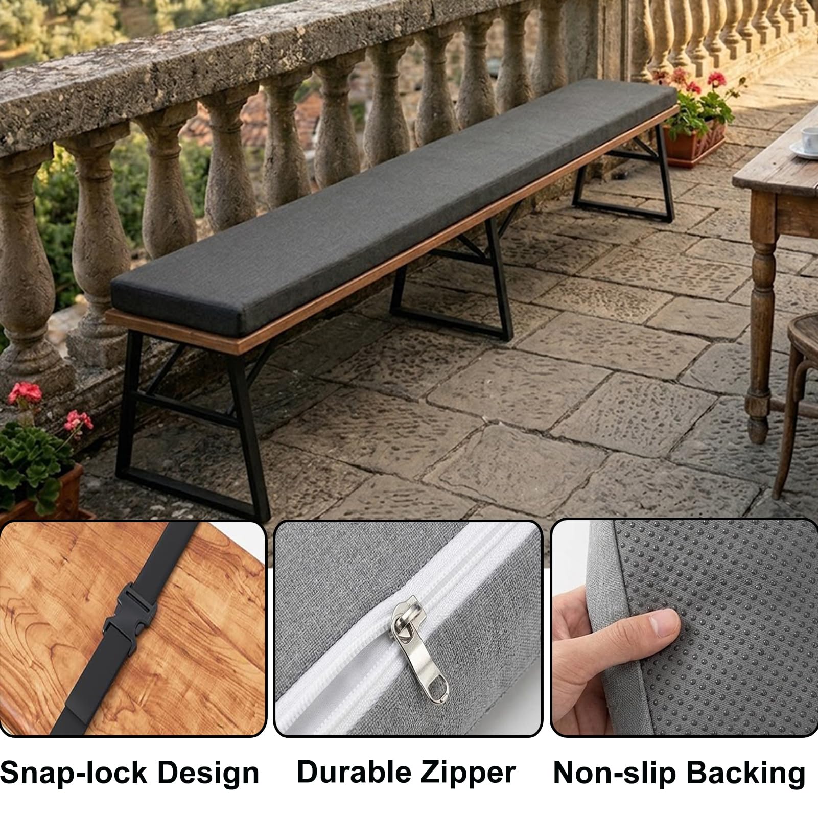 Generisch 2er Set Bierbankauflagen gepolstert mit Bezug,4cm Dicke Biertischgarnitur Auflagen Outdoor Bezug waschbar, Bankauflage für Festzeltgarnitur Sitzpolster Bierbank,Grün,170x23x4cm