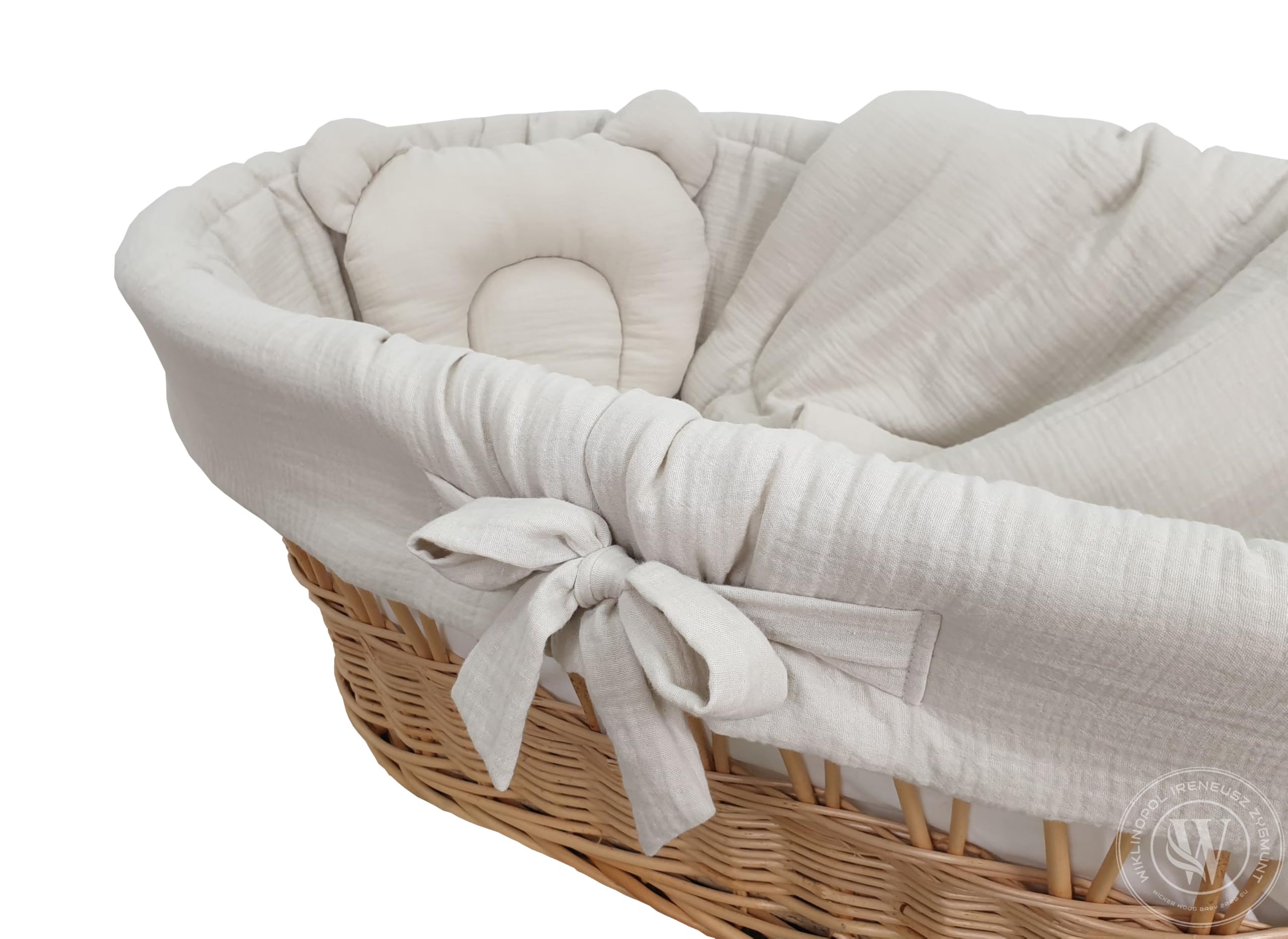 Wiklinopol Juego de ropa de cama de 4 piezas, para bebés y niños, muselina, ropa de cama para cuna, funda nórdica con sábanas en color beige