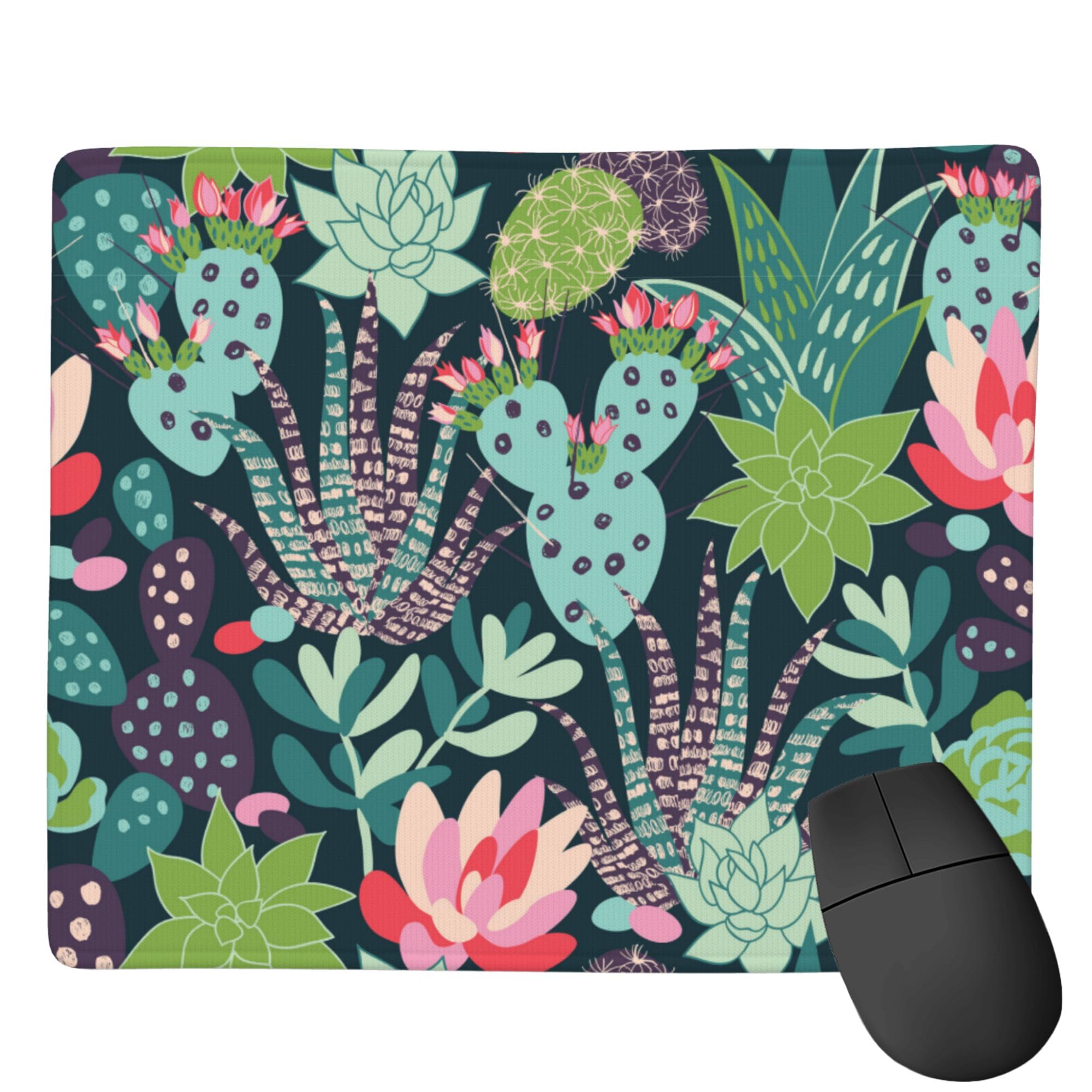 Tappetino per mouse quadrato con bellissimi fiori colorati e base in gomma antiscivolo lavabile per laptop da ufficio 7 x 21,8 cm