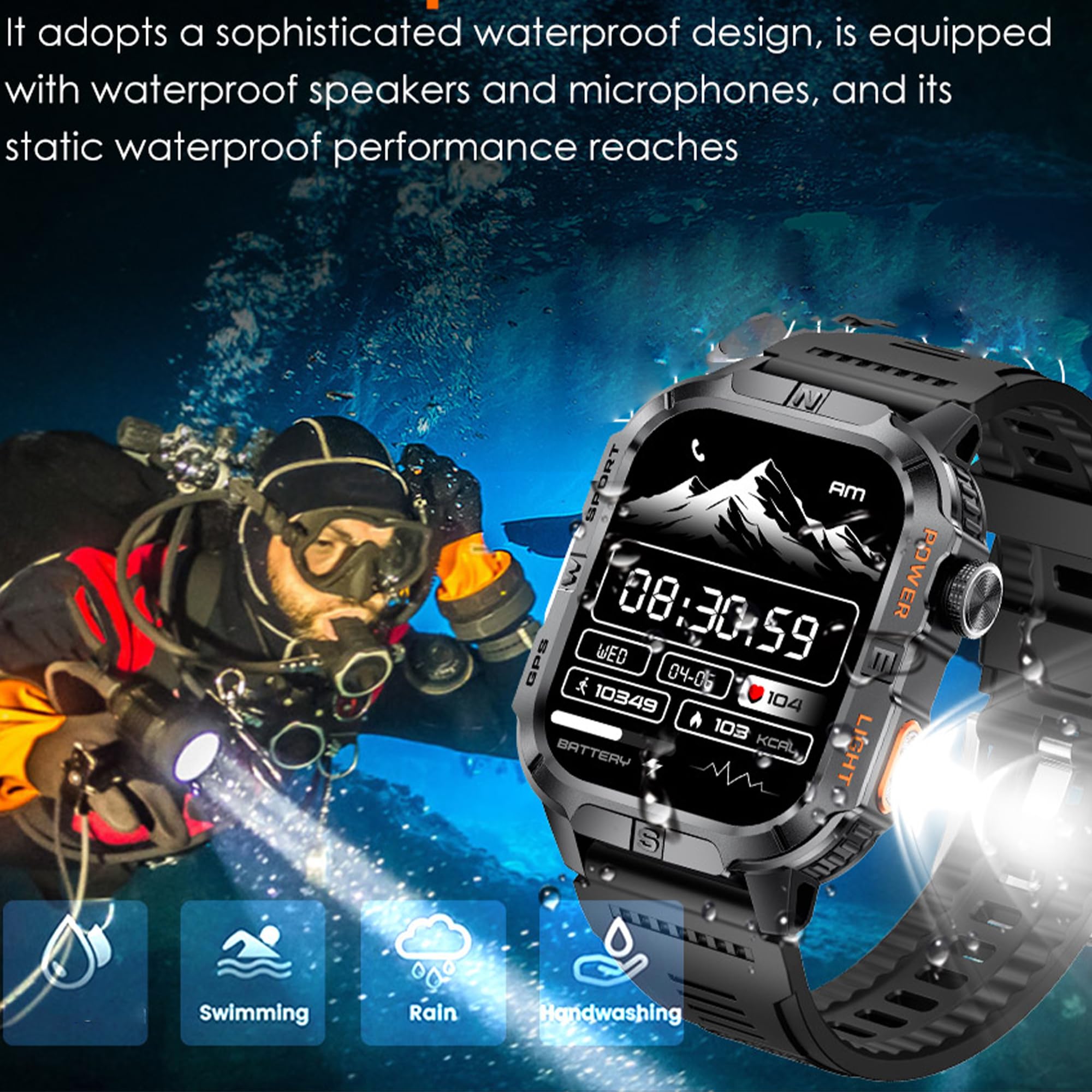 Montre Connectée Homme, 2,01" AMOLED GPS Smart Watch Femme avec Appel Bluetooth 5,2/Numérotation, Smartwatch Compatible Android iOS Podometre Partagé Montre 123 Sports Cardiofrequencemetre (Noir)