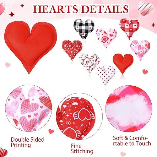 Miniatura 3 de 15 piezas de tela de peluche de San Valentín, corazones de San Valentín, decoración de corazones de San Valentín, decoración de corazones de San