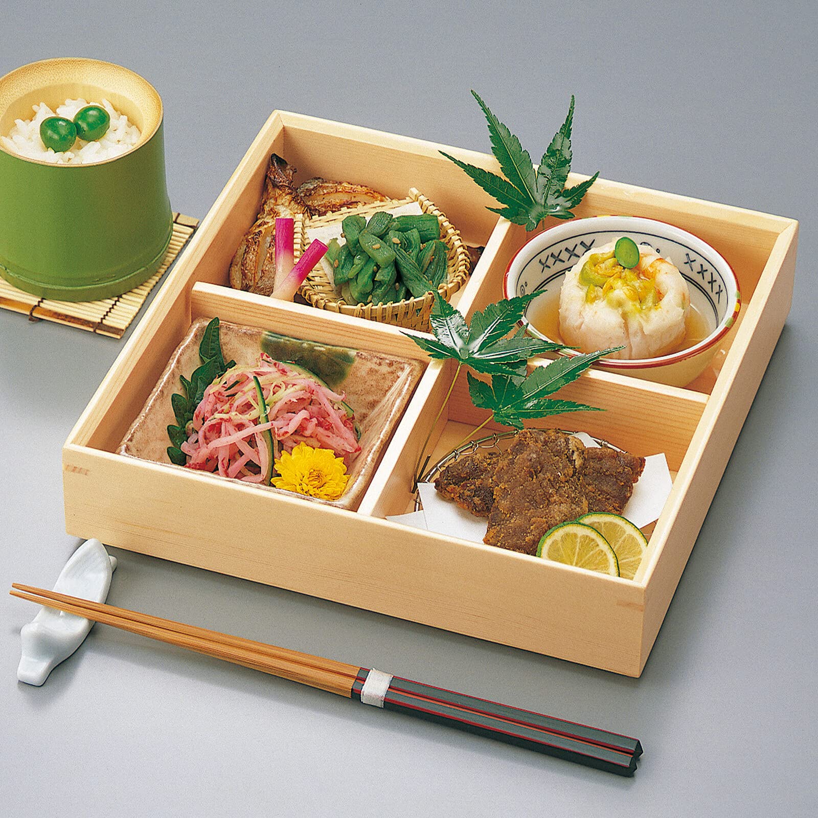 Amazon｜用美 木和美・ミニ松花堂弁当(身・仕切セット)蓋なし｜弁当箱 