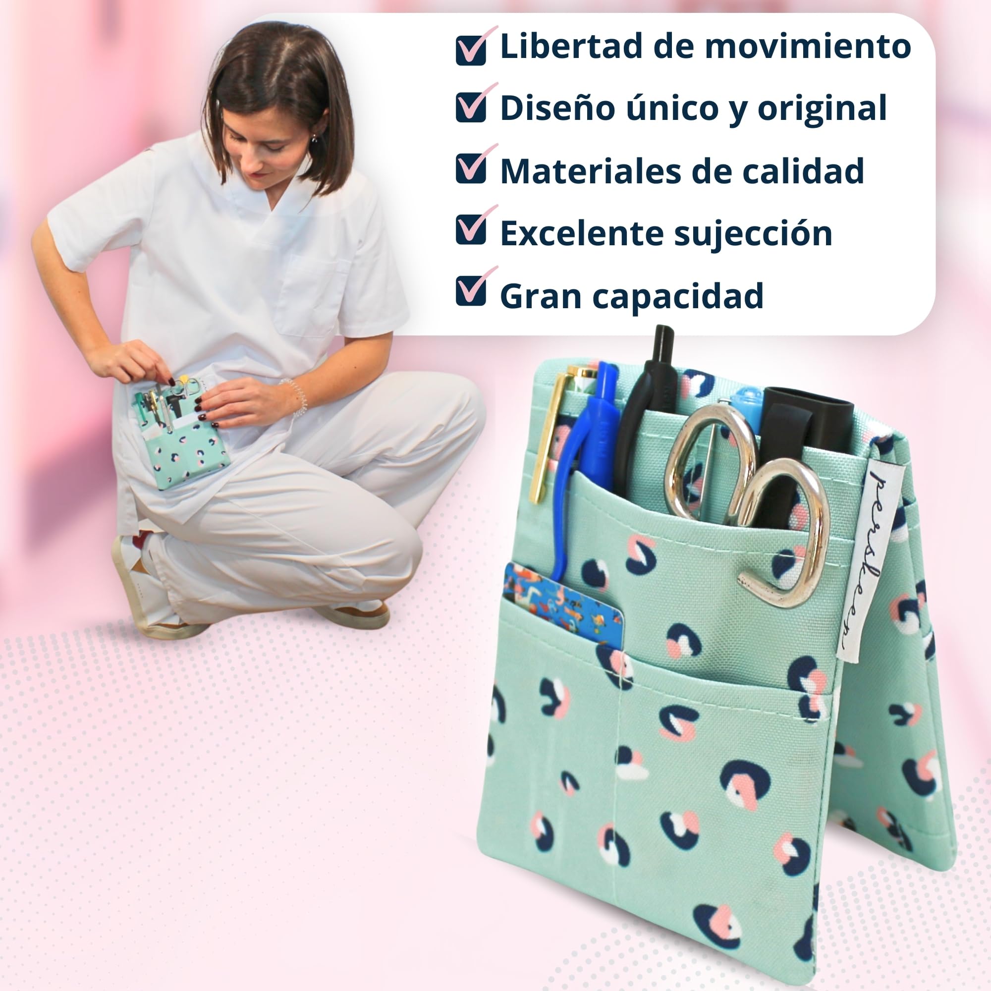 Salvabolsillos Enfermeria - Organizador de bolsillo - Porta tijeras enfermeria - Combínalo con tu lanyard enfermera, riñonera enfermera - Regalos para enfermeras