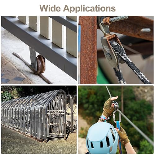 Miniatura 6 de HARFINGTON Rueda deslizante de puerta deslizante de 1.2 pulgadas, ruedas rígidas con soporte para pista en V invertida, capacidad de 661 libras por