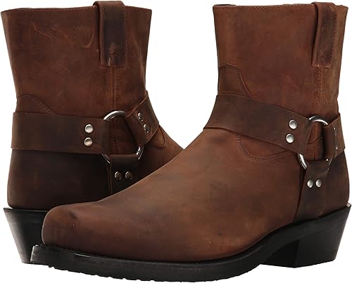 Miniatura 7 de Botas de motocicleta forradas de cuero con arnés de tobillo para, marrón desgastado