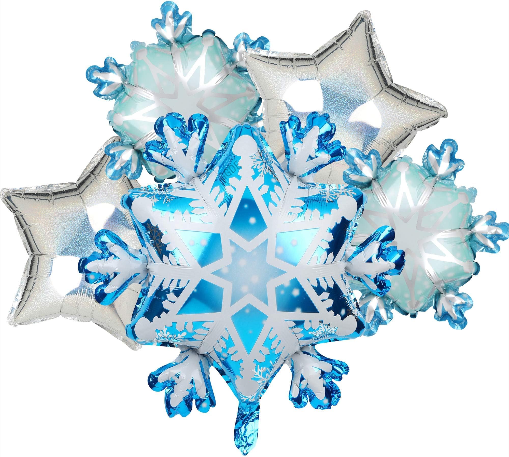 Snowflake Star Shapes Winter Holiday Theme Birthday Party Mylar Foil Christmas Decor Balloons