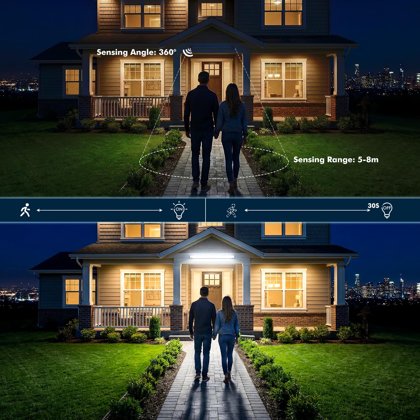 4 lámparas LED para habitaciones húmedas 120cm con sensor de movimiento | Tubo fluorescente 40W, lámpara LED para taller, plafón | 6500K, blanco frío