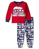 baby boys Button Long Sleeve Top and Pants Snug Fit 100% Cotton 2 Piece Pajama Set