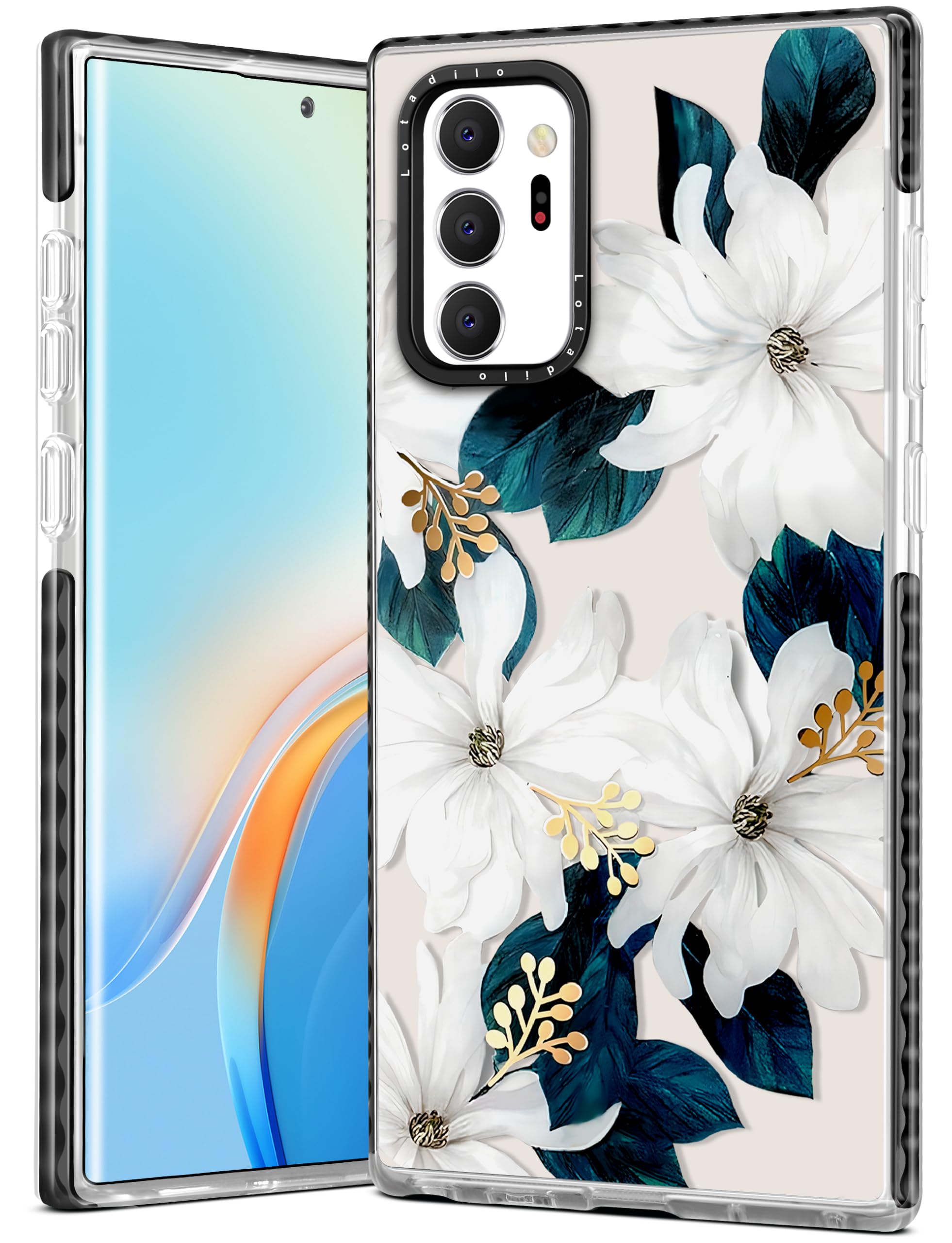 Lotadilo Cute Case for Galaxy Note 20 Ultra - for Women Girls Kawaii Funny Design Fun Aesthetic Blue Flower Fashion Girly for Teens Pattern TPU Bumper Phone Covers for Galaxy Note 20 Ultra Blue Flower