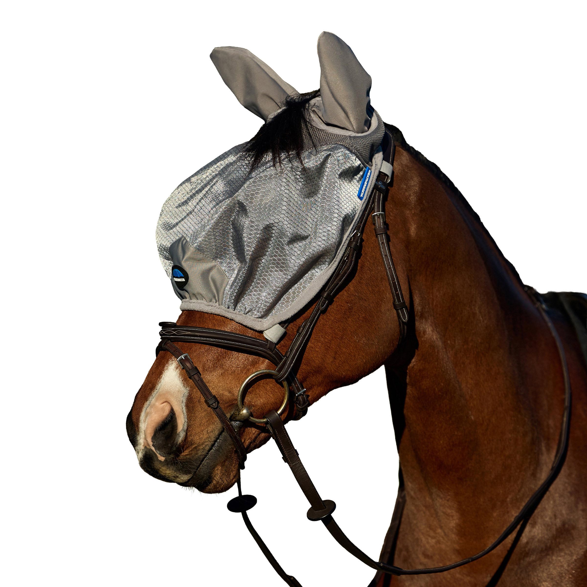 WeatherBeeta ComFiTec Hexi Shield Ride On Fly Mask, Silver, Large