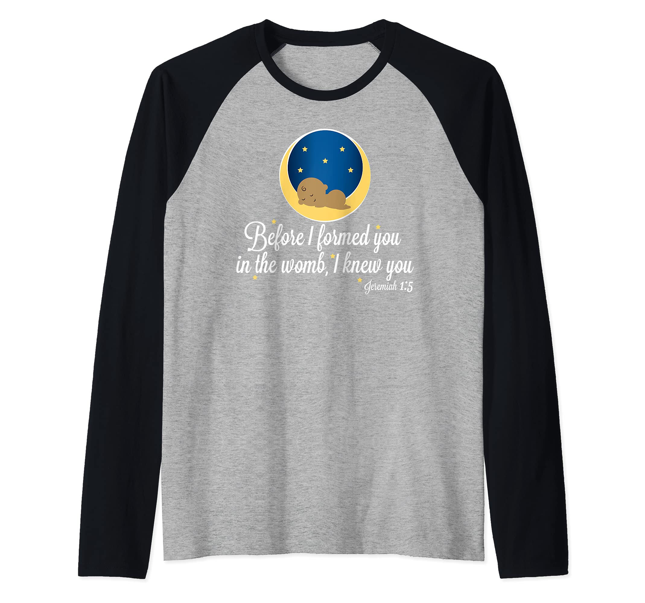 Prolife Pro Life Jeremiah 1:5 Before I Formed You in Womb A Raglan Baseball Tee, Black