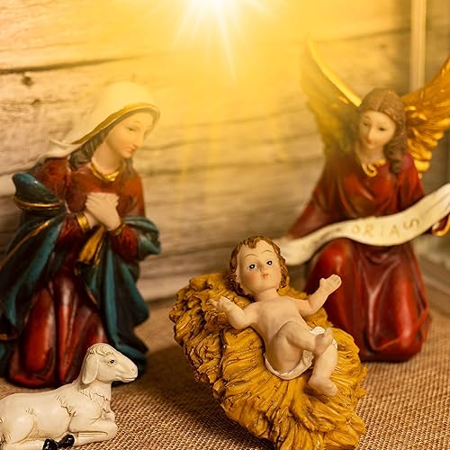 Miniatura 4 de KI Store Juego de 11 figuras de pesebre de Navidad, 8 pulgadas, resina para decoración navideña