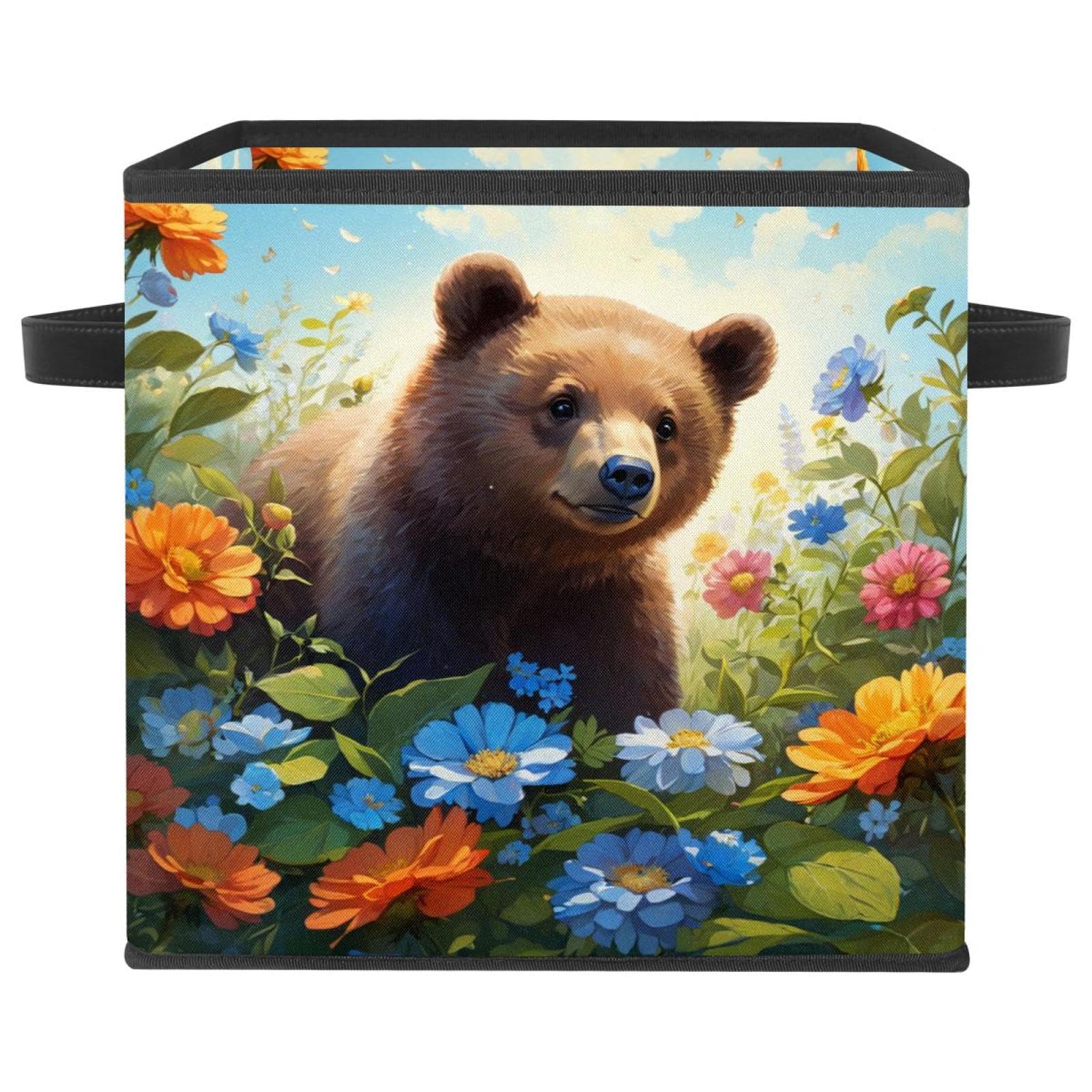 Boîte de rangement pliable ours pour éliminer le désordre des jouets