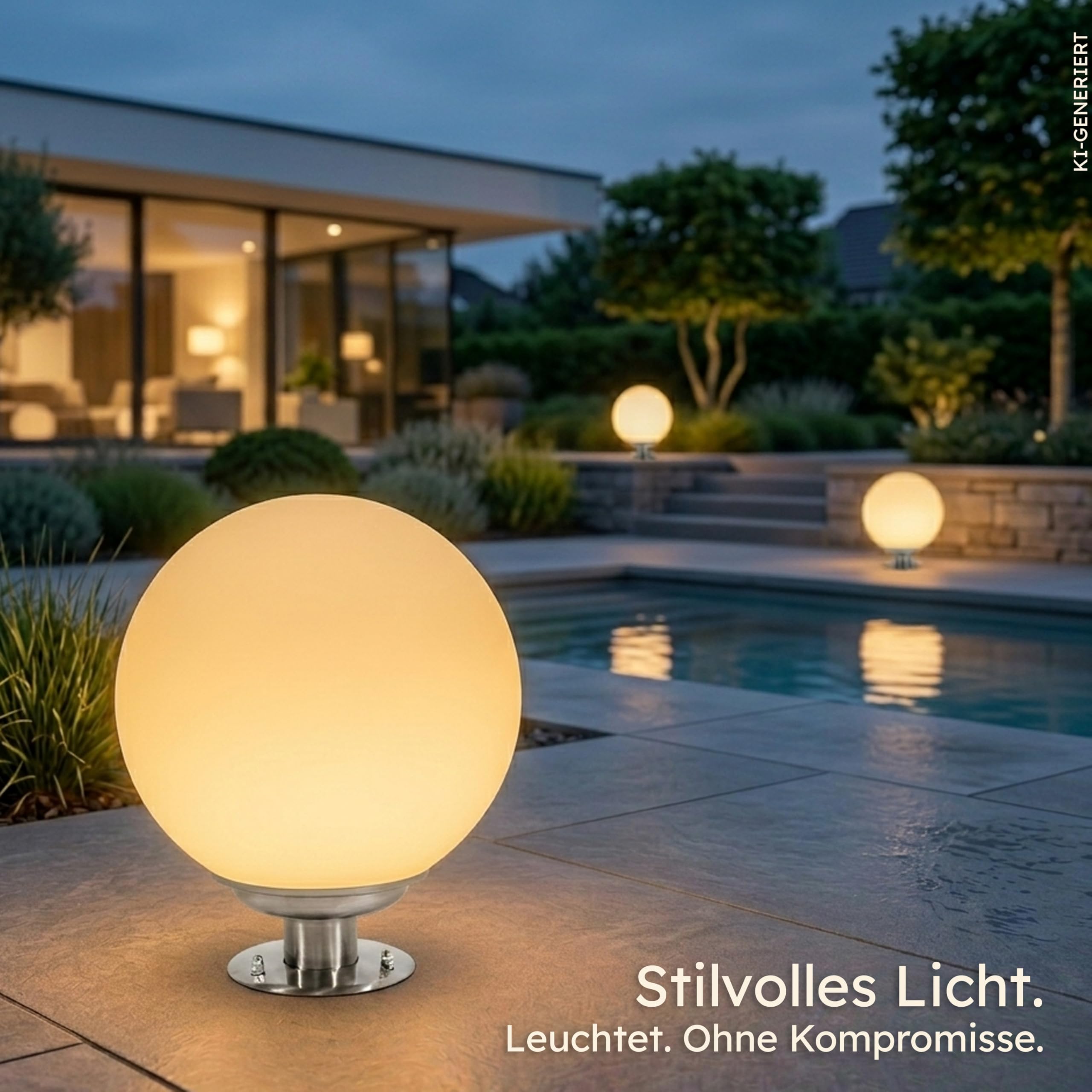 Esotec Solar Leuchtkugel Solarkugel Garten Liana 30 Edelstahlfuß 102663